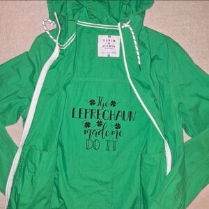 Denim & Flower Green Holiday Festive Jacket St. Patrick's Day Zipup Ladies Small